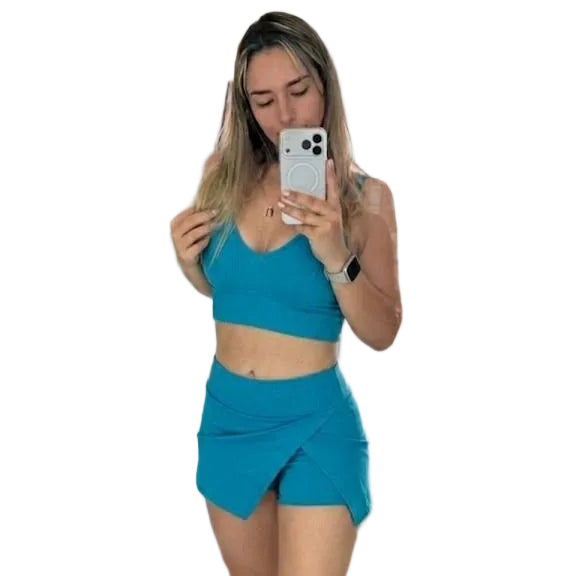 SET FALDA SHORT PICO Y TOP CORAZON