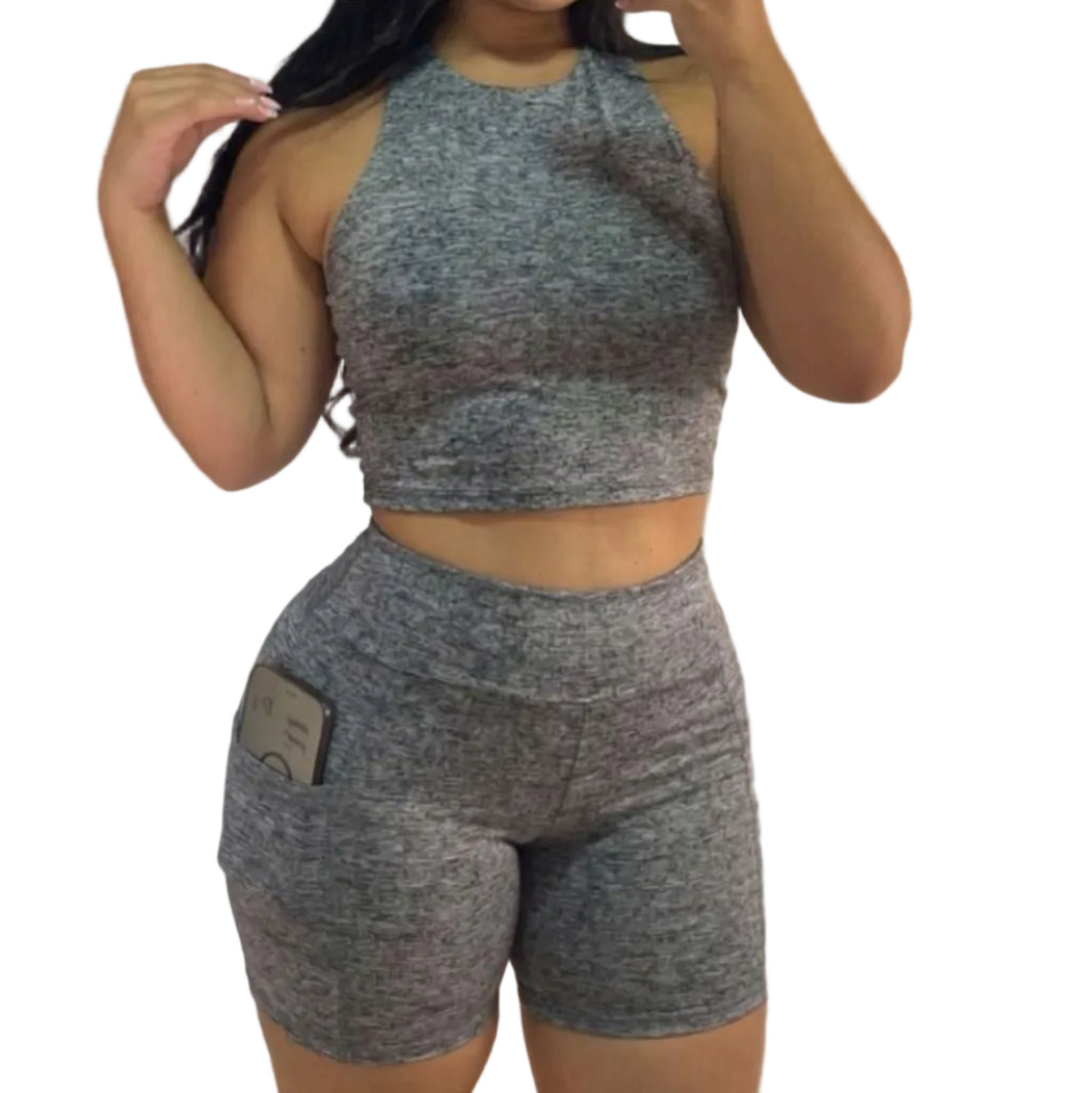 TOP CUELLO/SHORT BOLSILLO