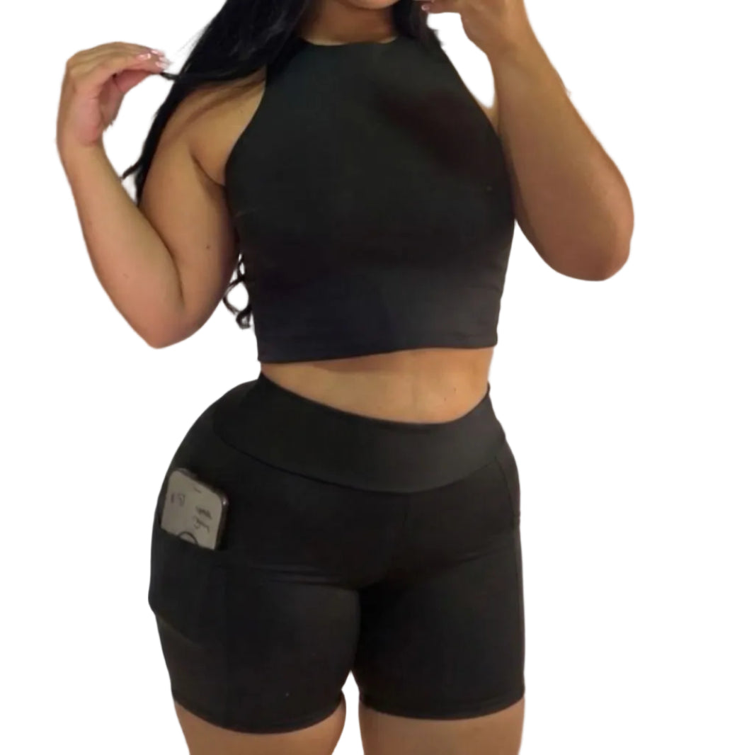 TOP CUELLO/SHORT BOLSILLO
