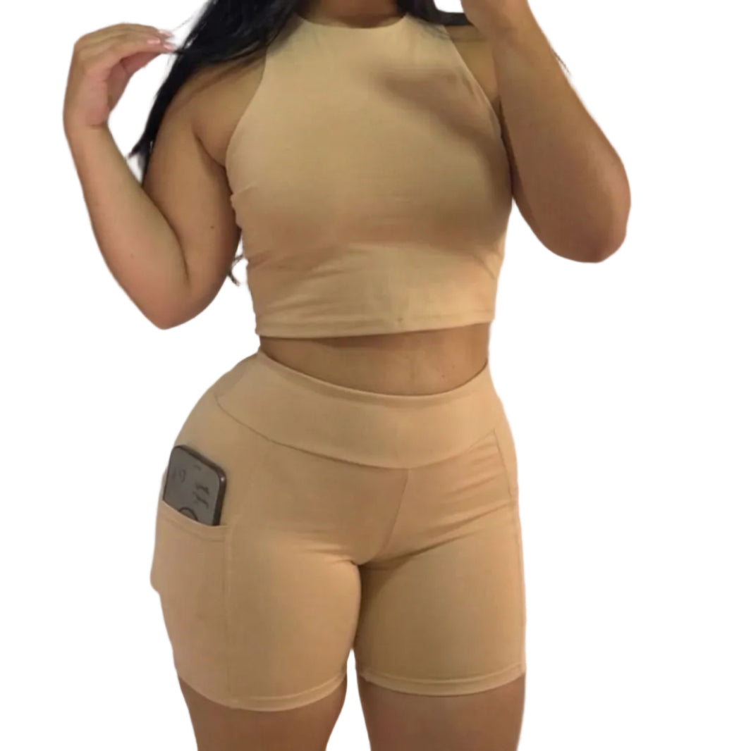 TOP CUELLO/SHORT BOLSILLO