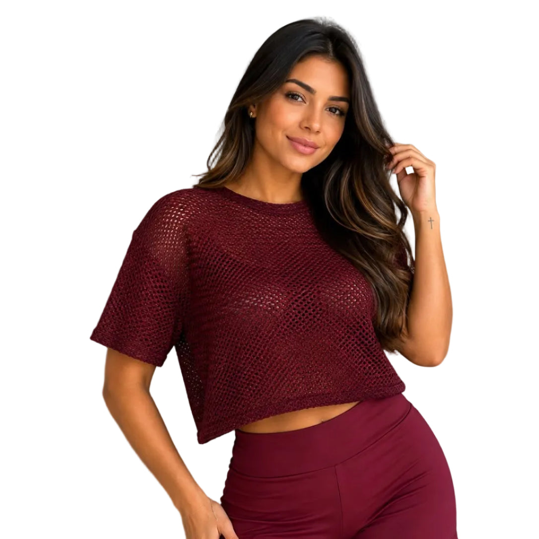 CAMISA OVERSIZE CORTA MALLA