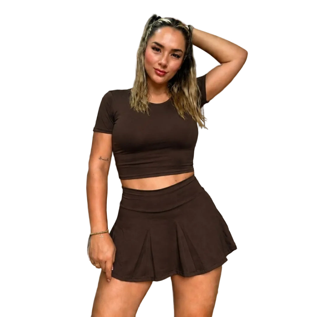 CAMISA CORTA + FALDA SHORT