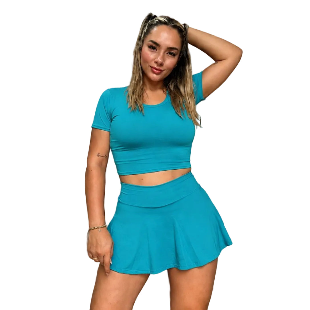 CAMISA CORTA + FALDA SHORT
