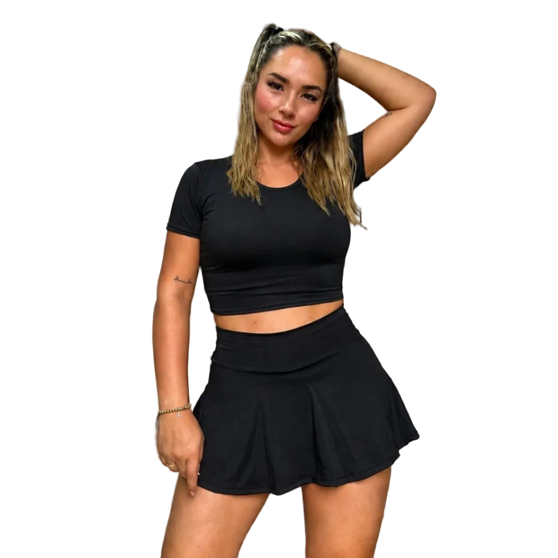CAMISA CORTA + FALDA SHORT