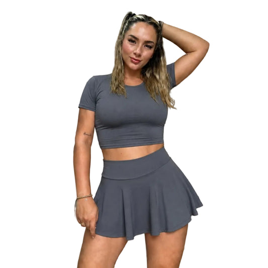 CAMISA CORTA + FALDA SHORT