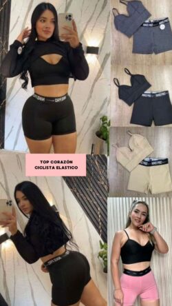 top corazón-chompa media luna-ciclista elástico